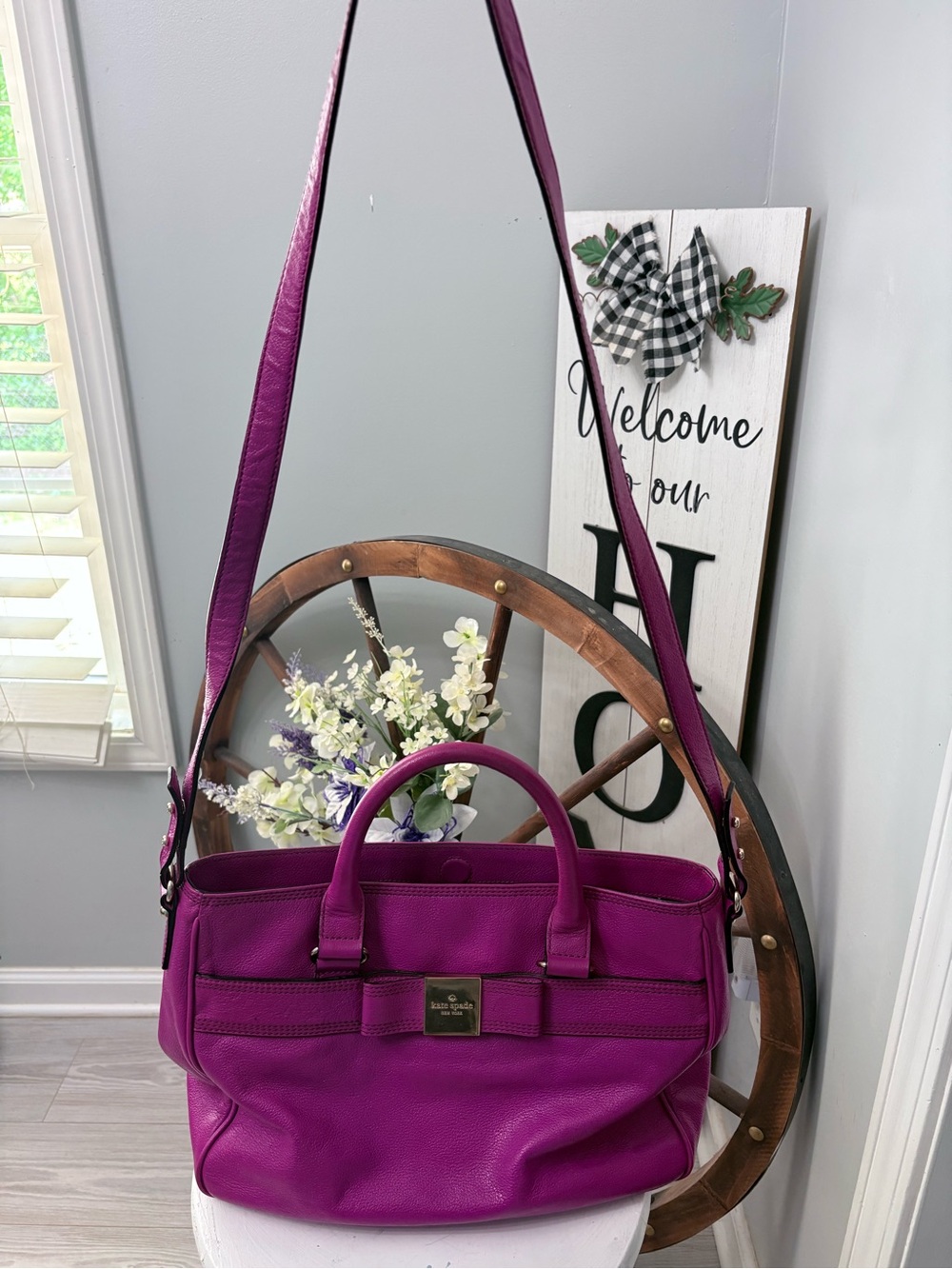 KATE SPADE ♠️ Vibrant Magenta Leather Satchel: see callouts - Picture 3 of 14